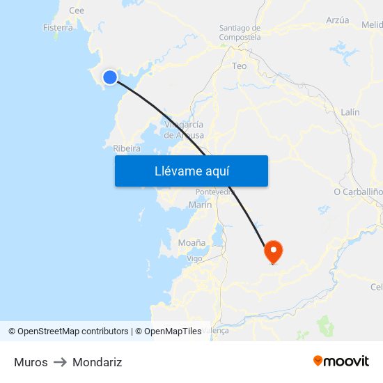 Muros to Mondariz map