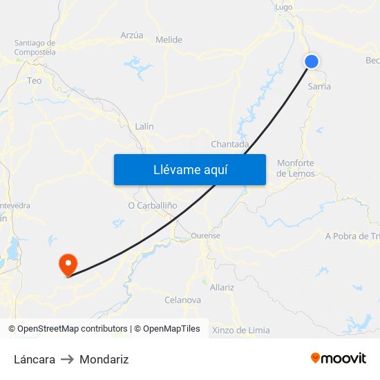Láncara to Mondariz map