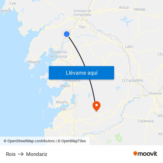 Rois to Mondariz map