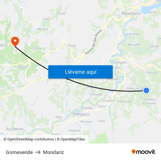 Gomesende to Mondariz map