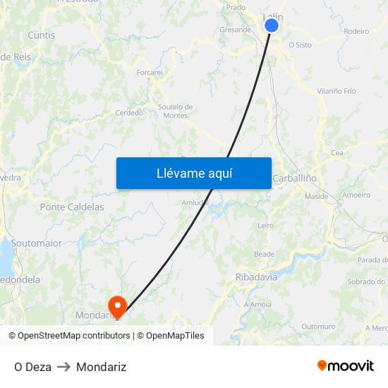 O Deza to Mondariz map