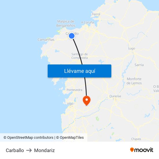 Carballo to Mondariz map