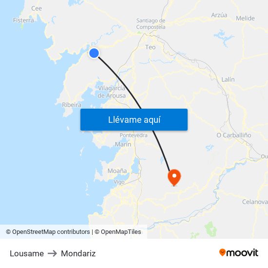 Lousame to Mondariz map