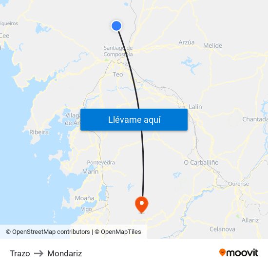 Trazo to Mondariz map