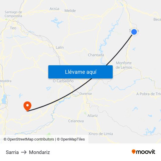 Sarria to Mondariz map