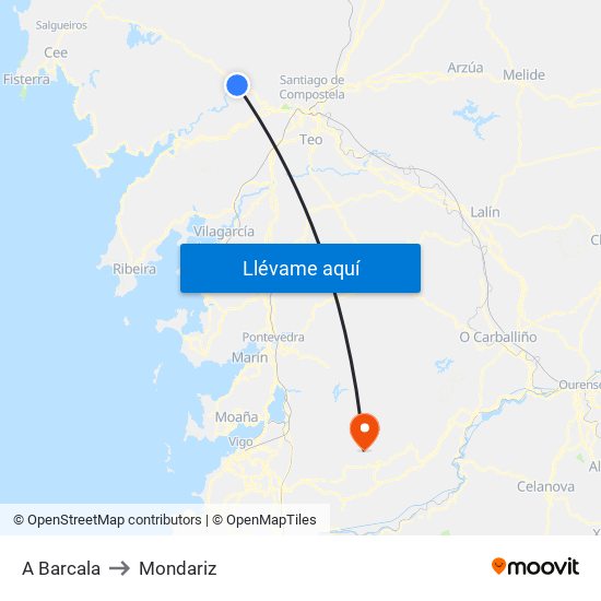 A Barcala to Mondariz map