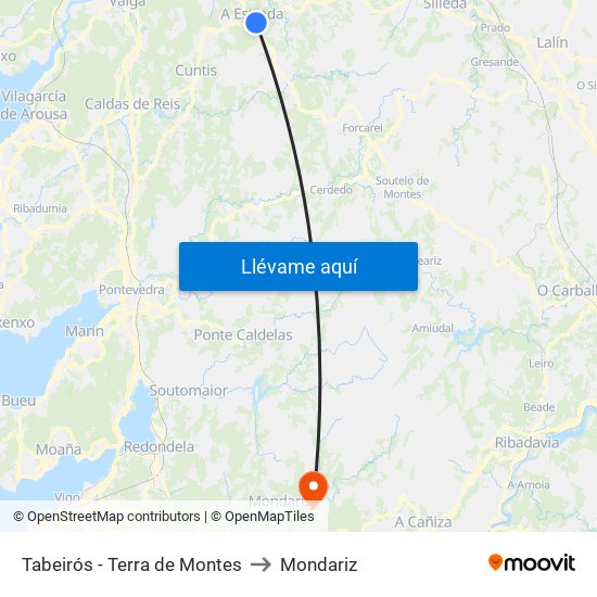 Tabeirós - Terra de Montes to Mondariz map