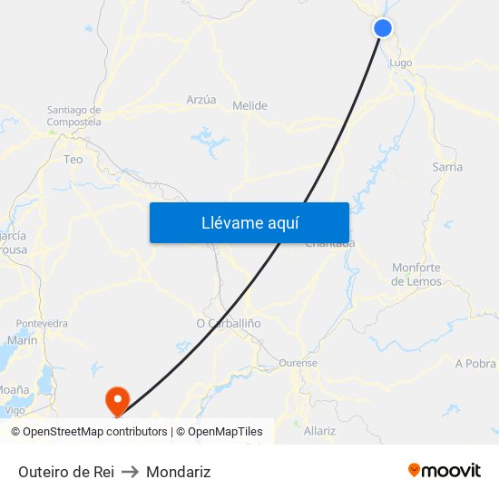 Outeiro de Rei to Mondariz map