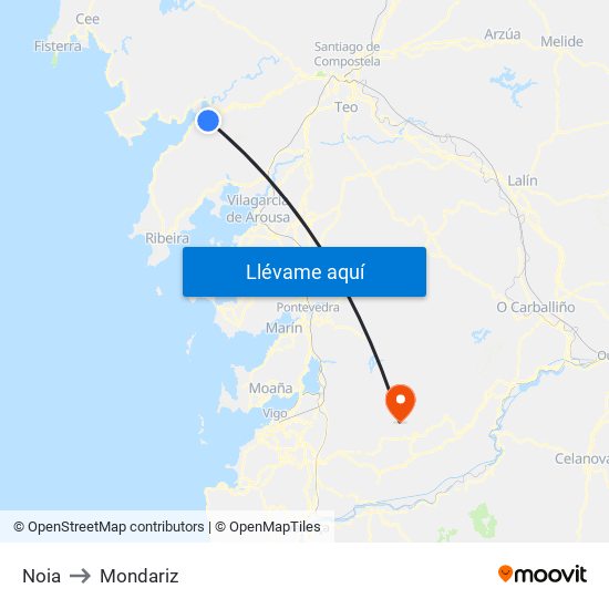 Noia to Mondariz map