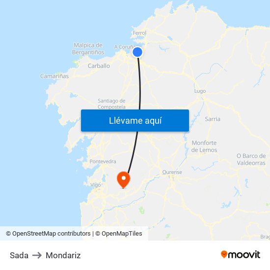 Sada to Mondariz map