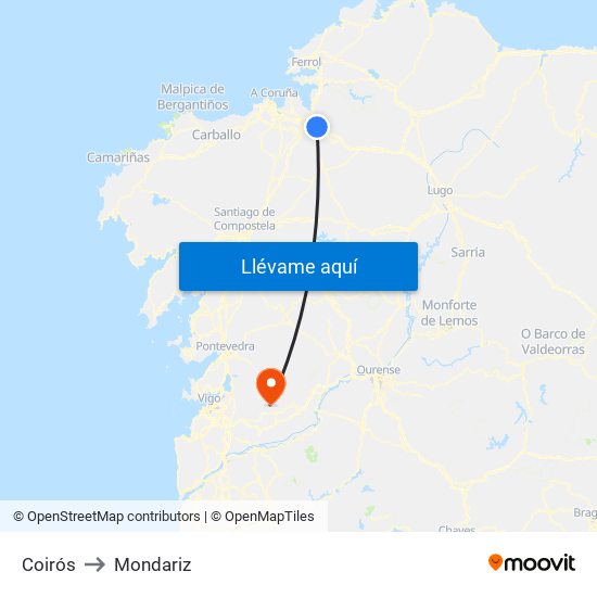 Coirós to Mondariz map