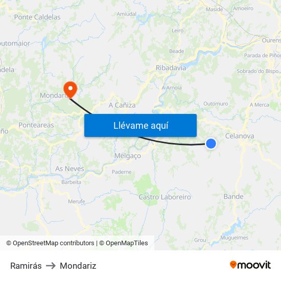 Ramirás to Mondariz map