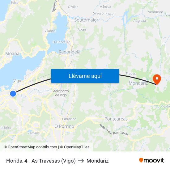 Florida, 4 - As Travesas (Vigo) to Mondariz map