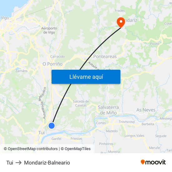 Tui to Mondariz-Balneario map