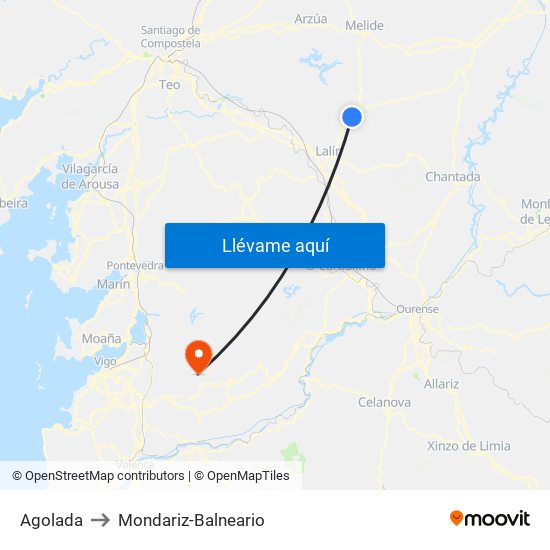 Agolada to Mondariz-Balneario map