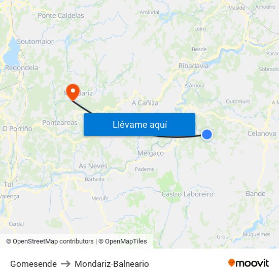 Gomesende to Mondariz-Balneario map