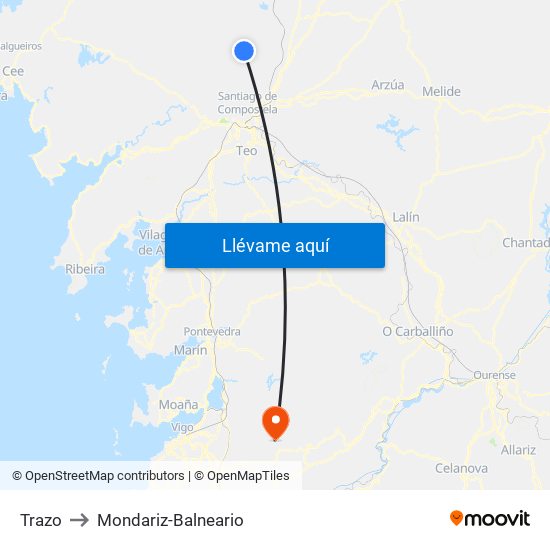 Trazo to Mondariz-Balneario map