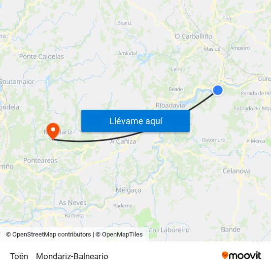 Toén to Mondariz-Balneario map