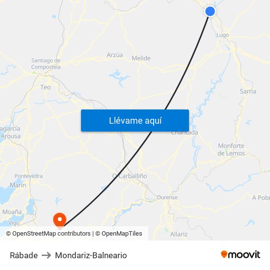 Rábade to Mondariz-Balneario map