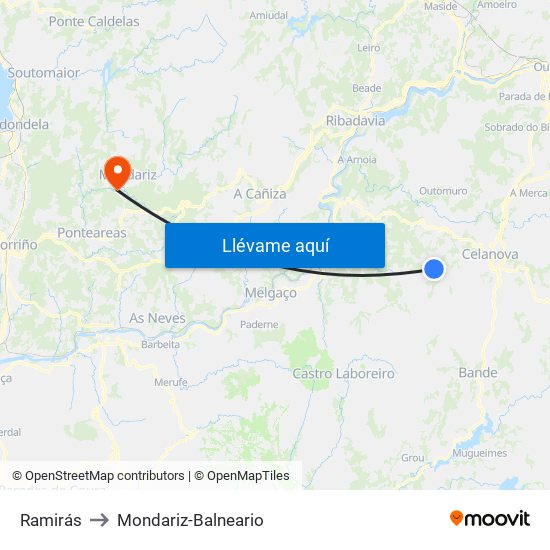 Ramirás to Mondariz-Balneario map