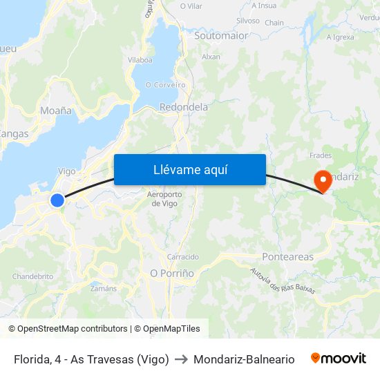 Florida, 4 - As Travesas (Vigo) to Mondariz-Balneario map