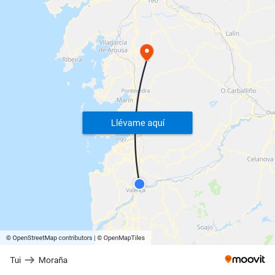 Tui to Moraña map