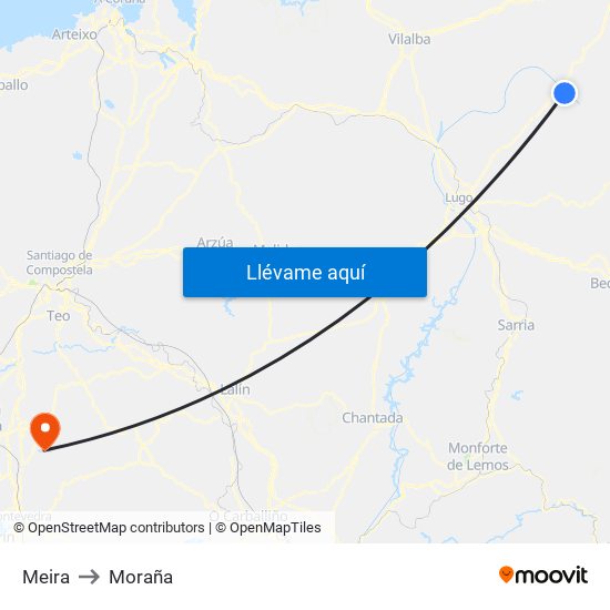 Meira to Moraña map