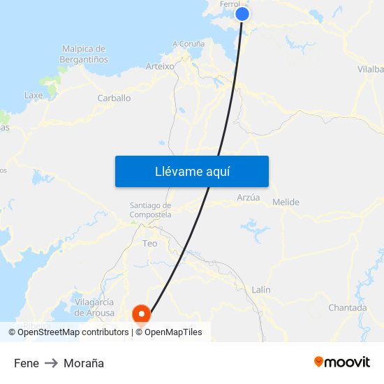 Fene to Moraña map