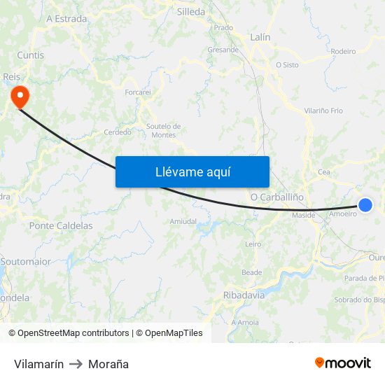 Vilamarín to Moraña map