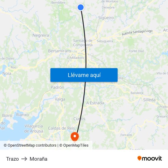 Trazo to Moraña map
