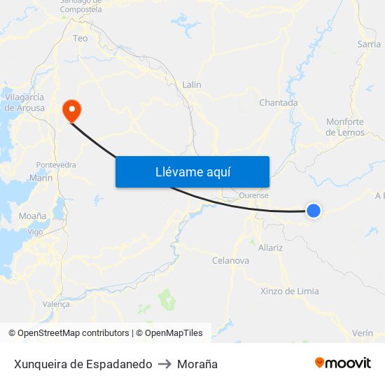 Xunqueira de Espadanedo to Moraña map