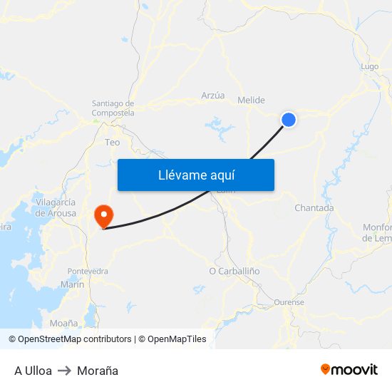 A Ulloa to Moraña map