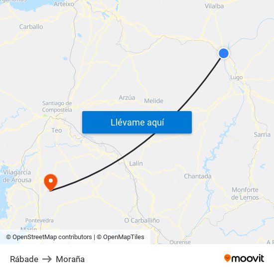 Rábade to Moraña map