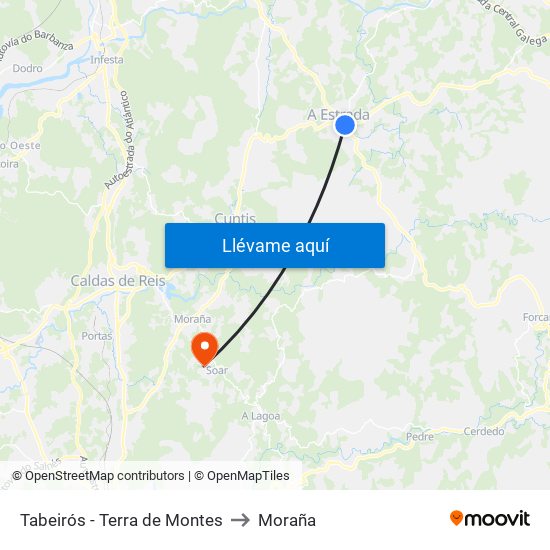 Tabeirós - Terra de Montes to Moraña map