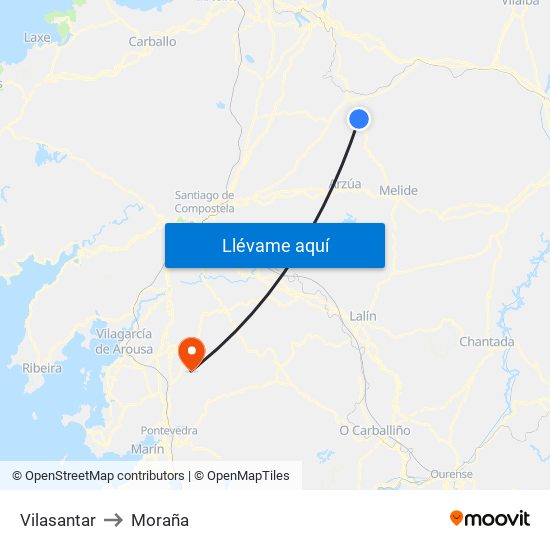 Vilasantar to Moraña map