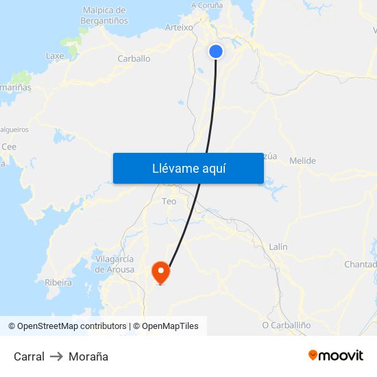 Carral to Moraña map