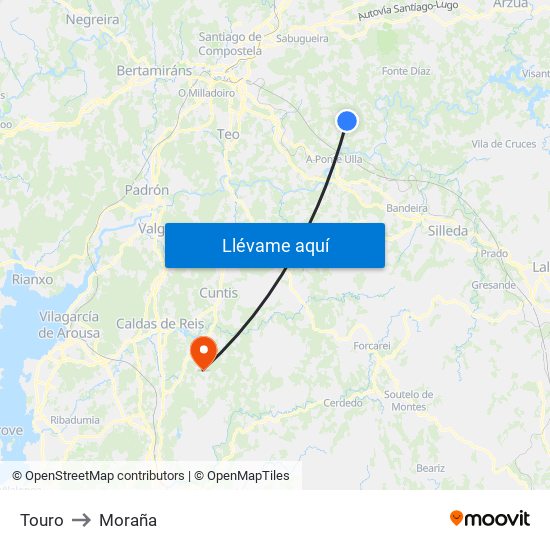 Touro to Moraña map