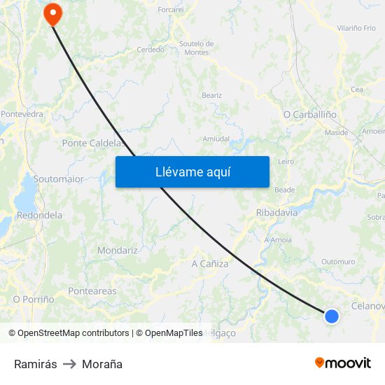 Ramirás to Moraña map