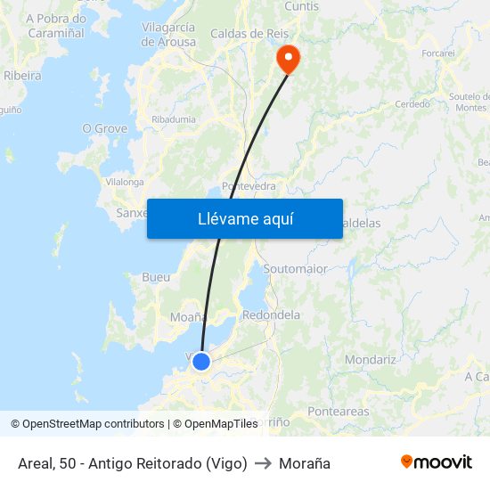 Areal, 50 - Antigo Reitorado (Vigo) to Moraña map