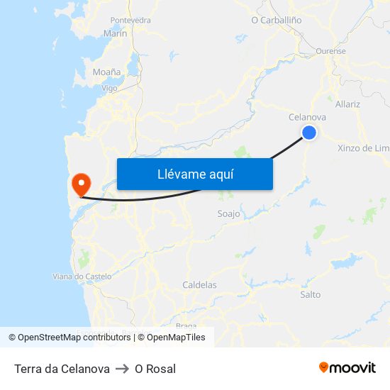 Terra da Celanova to O Rosal map