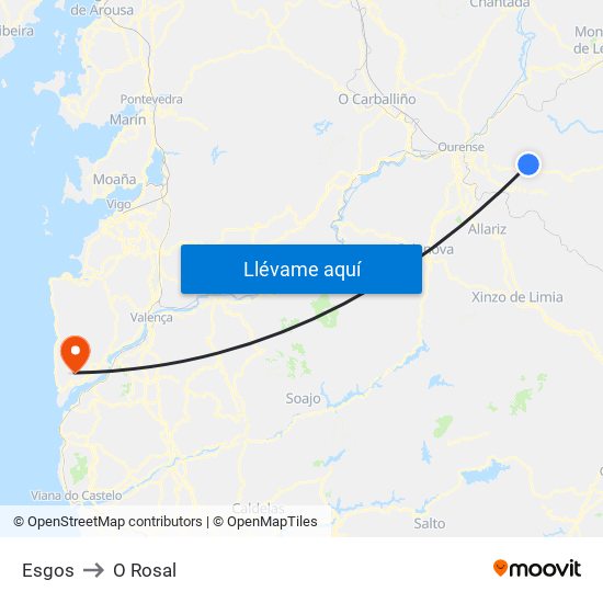 Esgos to O Rosal map