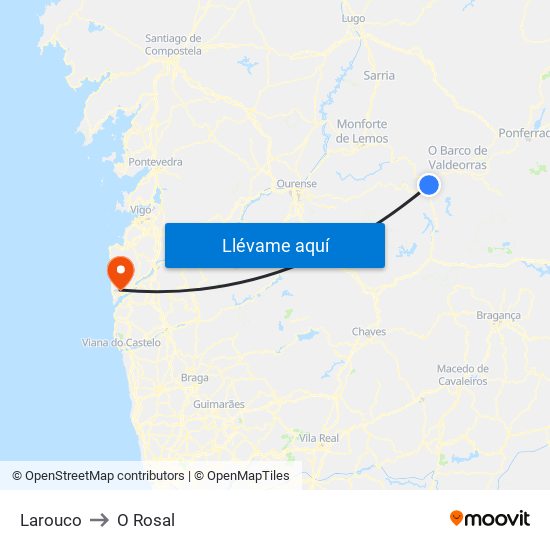 Larouco to O Rosal map