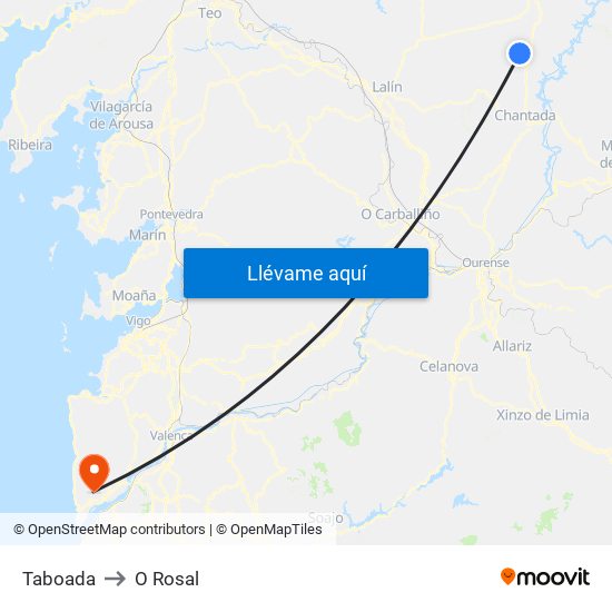 Taboada to O Rosal map
