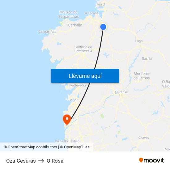 Oza-Cesuras to O Rosal map