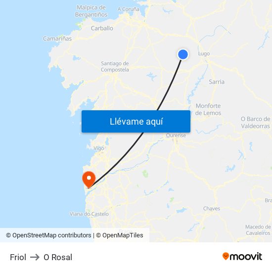 Friol to O Rosal map
