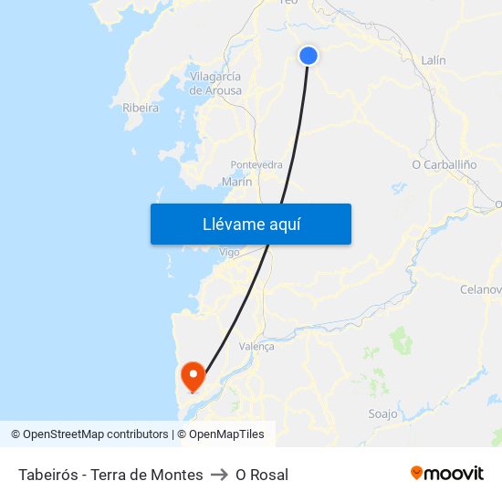 Tabeirós - Terra de Montes to O Rosal map