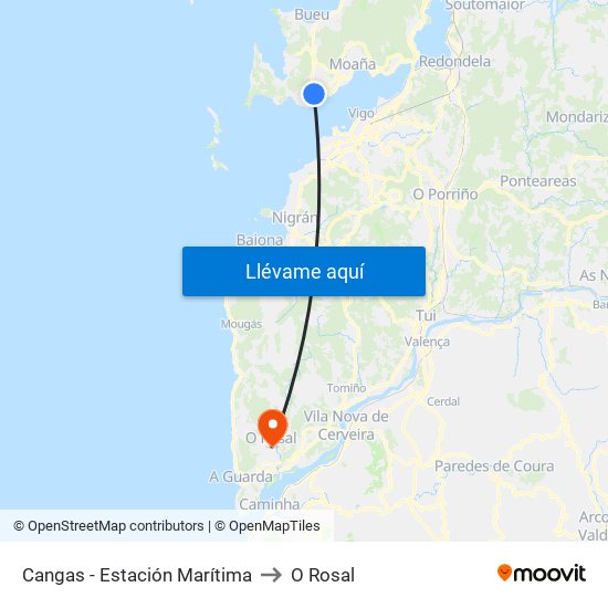 Cangas - Estación Marítima to O Rosal map