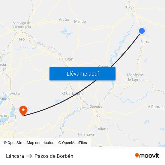 Láncara to Pazos de Borbén map