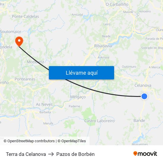 Terra da Celanova to Pazos de Borbén map