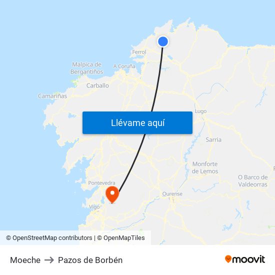 Moeche to Pazos de Borbén map